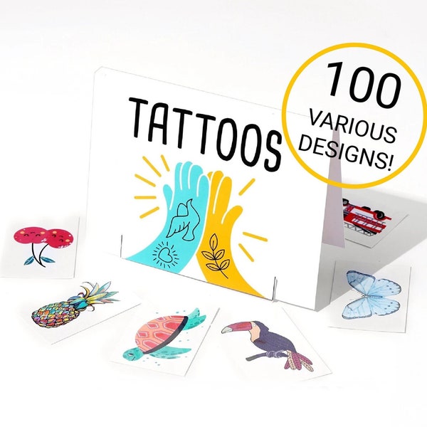 PARTY PACK temporäres Tattoo Super Duper Party Set mit 100 verschiedenen Tattoo Transfers. Bunte Körper Aufkleber für Kinder. Geburtstag Gastgeschenke.