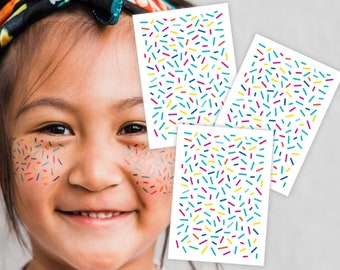 Sprinkle Freckles Temporary Tattoo Transfers. 3 Sheets of Sprinkles Body Stickers. Baby Shower, Cotton Candy Kids Birthday Party Favors.