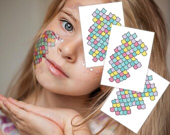 Mermaid Scales Temporary Tattoos. Mermaid party costume accessories.