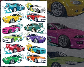 Drift Cars Temporary Tattoo Transfers. 12 Sports Cars Body Stickers For Kids. Race Car Birthday Party Decoration. Racing Party Favors.