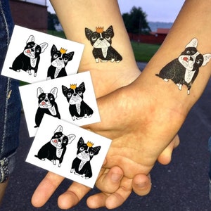 Bulldogs Temporary Tattoo Transfers For Kids. 3 Sheets Of 2 Dogs Body Stickers On Each One. Dogs in Love Funny Wedding Gift. Party Favors.