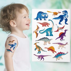 Dinosaur Temporary Tattoos Set. Dino Birthday Party Activity and Favors.
