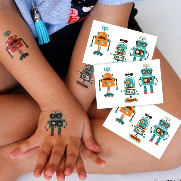 Robot Party Favors Temporary tattoos for kids.