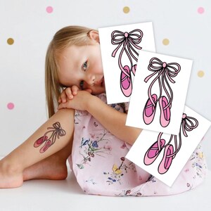 Ballerina Party Temporary Tattoo Transfers. Set of 3 Body Stickers For Kids. Pointe Shoes. Ballerina Swan Birthday Ballet Party Favors.