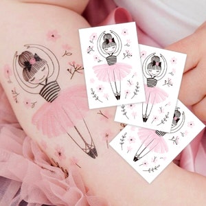 Ballerina Party Temporary Tattoo Transfers. Set Of 3 Little Prima Ballerina Kids Body Stickers. Ballet Girls Birthday Party Favors And Gifts