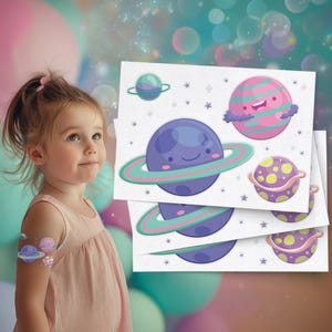 Planet Temporary Tattoos: Outer Space Birthday Party Favors