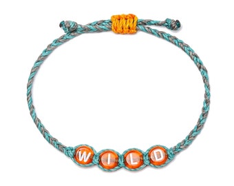 Kids 'WILD' Beaded Bracelet: Waterproof Waxed Cord Friendship Bracelet