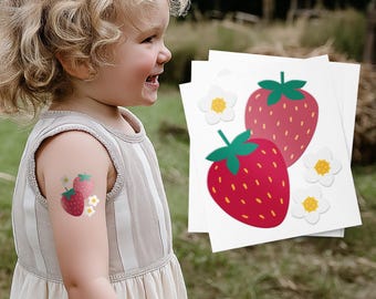 Strawberry Temporary Tattoos. Very Berry Sweet Party Favors.