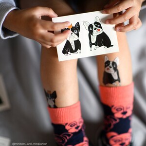 Bulldogs temporary tattoo transfers for kids. 3 sheets with 2 dogs body stickers on each one.