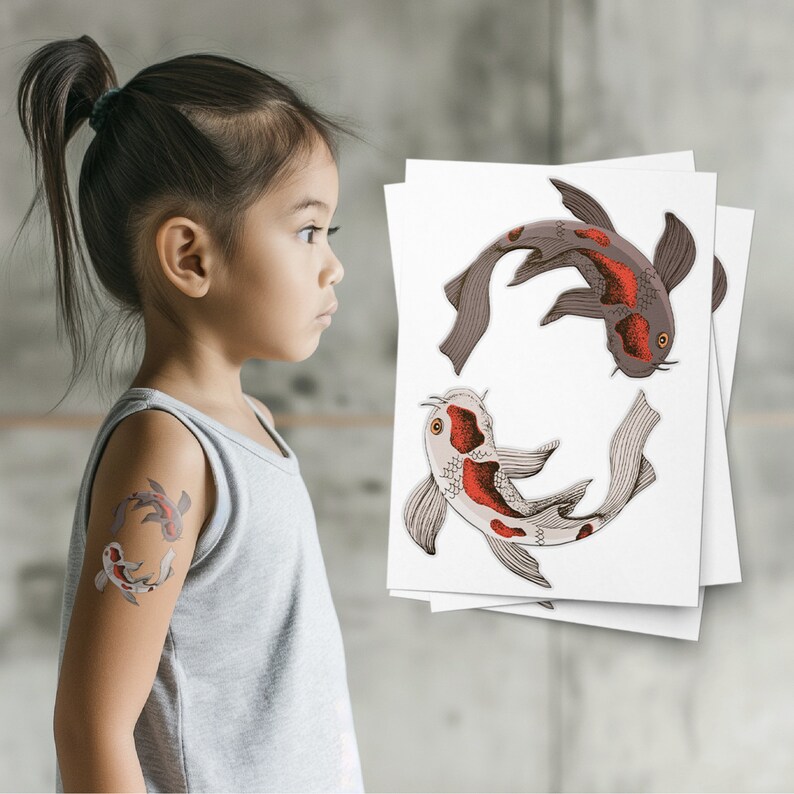 Koi Fish Temporary Tattoos: Japanese Style Party Favors - Set of 3 - Etsy