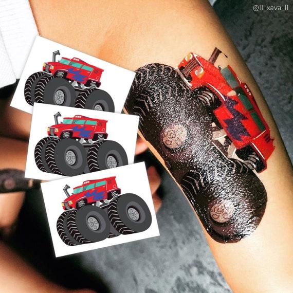 Tatuajes temporales de camiones monstruo. Set de 3 tatuajes de - Etsy México