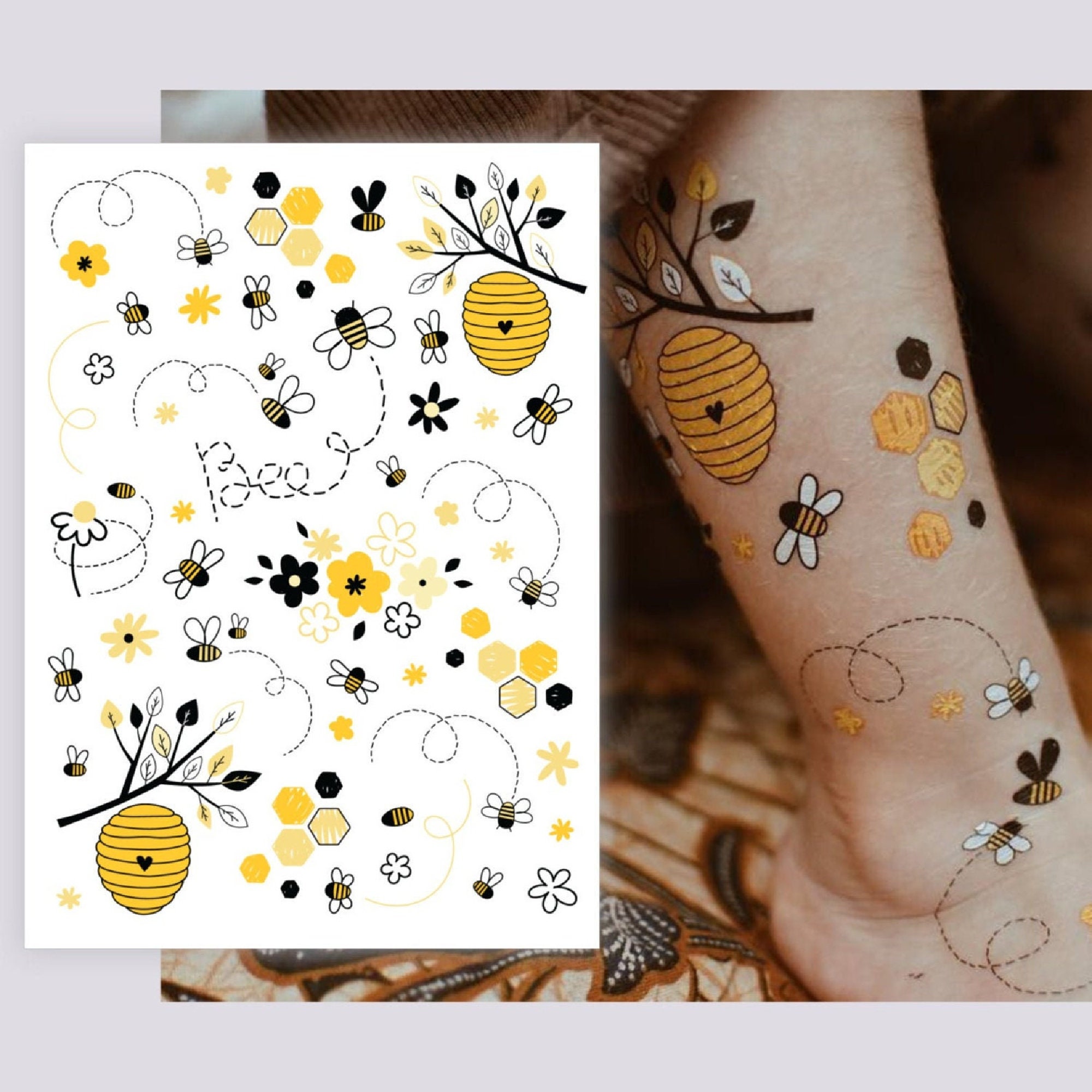 Honeycomb Tattoo - Etsy Honeycomb Tattoo - Etsy