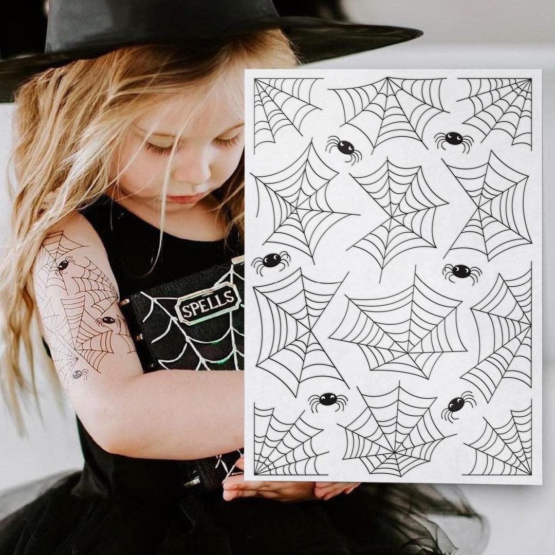 Spider Web Halloween Temporary Tattoo Transfers of Cobwebs and Spiders ...