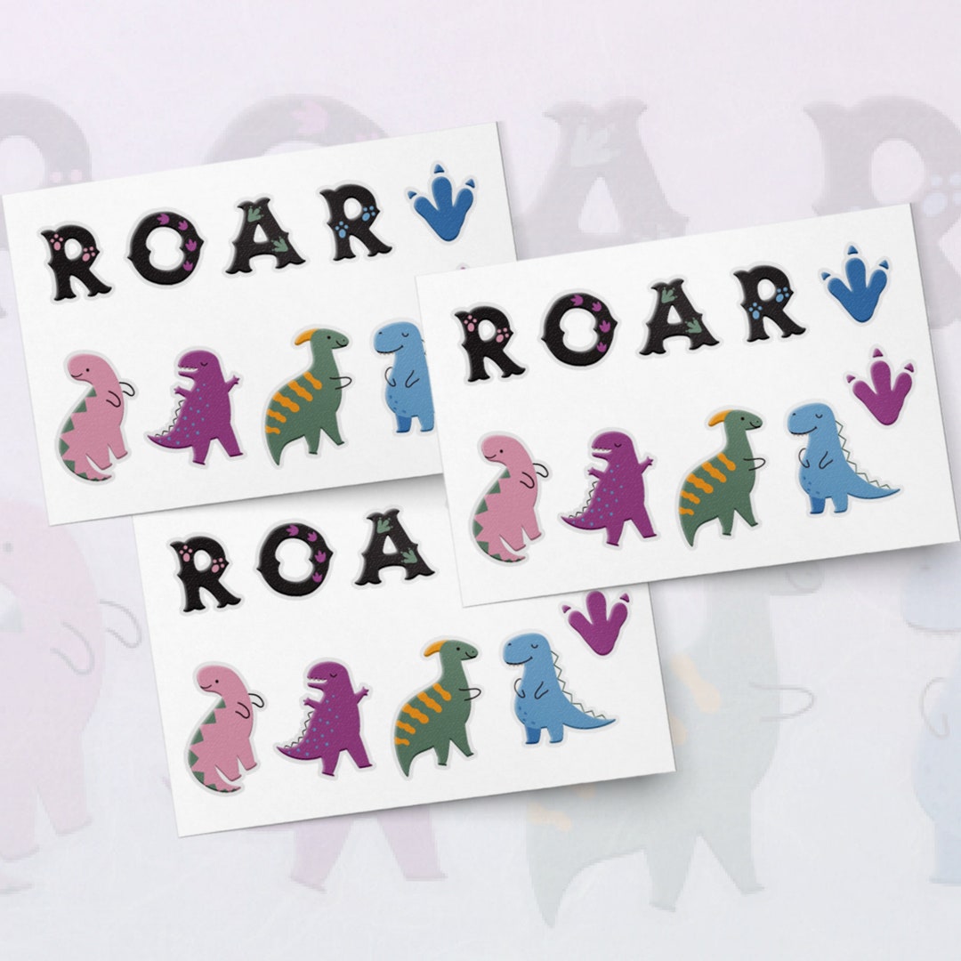 ROAR Knuckles Temporary Tattoo Transfers. Dinosaur Party Body Stickers