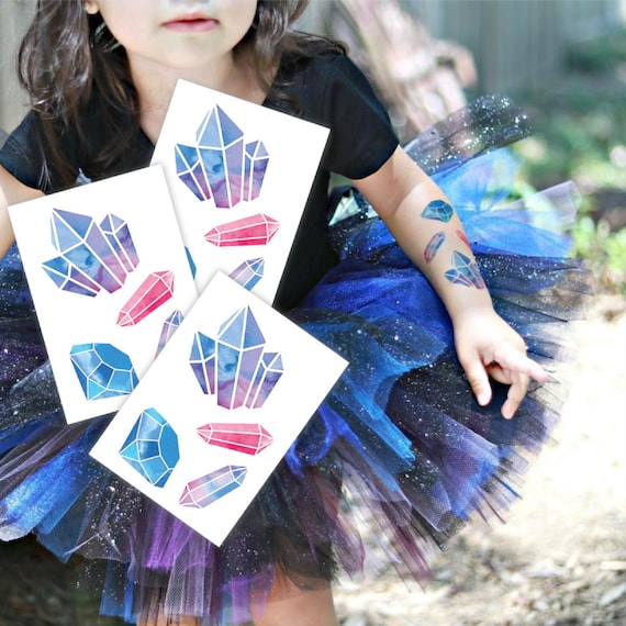 Gems Temporary Tattoo Transfers. Hand Painted Watercolor Diamonds ...