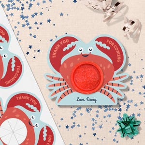 Krabbe spielen Anhänger. Druckbare Nautische Thema Geburtstags-Geschenk-Idee.