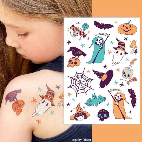 Trasferimenti di tatuaggi temporanei di Halloween. Fantasmi