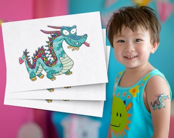 Dragon Temporary Tattoos. Set of 3 Asian Dragon fake tattoos.