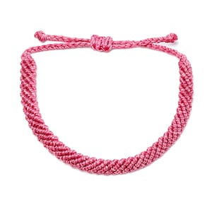 Rosy Teal Friendship Bracelet: Waterproof Waxed Cord, Adjustable Kids Jewelry