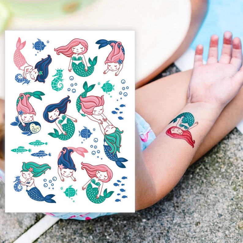 Mermaids party temporary tattoos. Little mermaid party favors Etsy