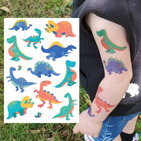 Dinosaurs temporary tattoos Set of cute dinos body stickers  Ducky Street