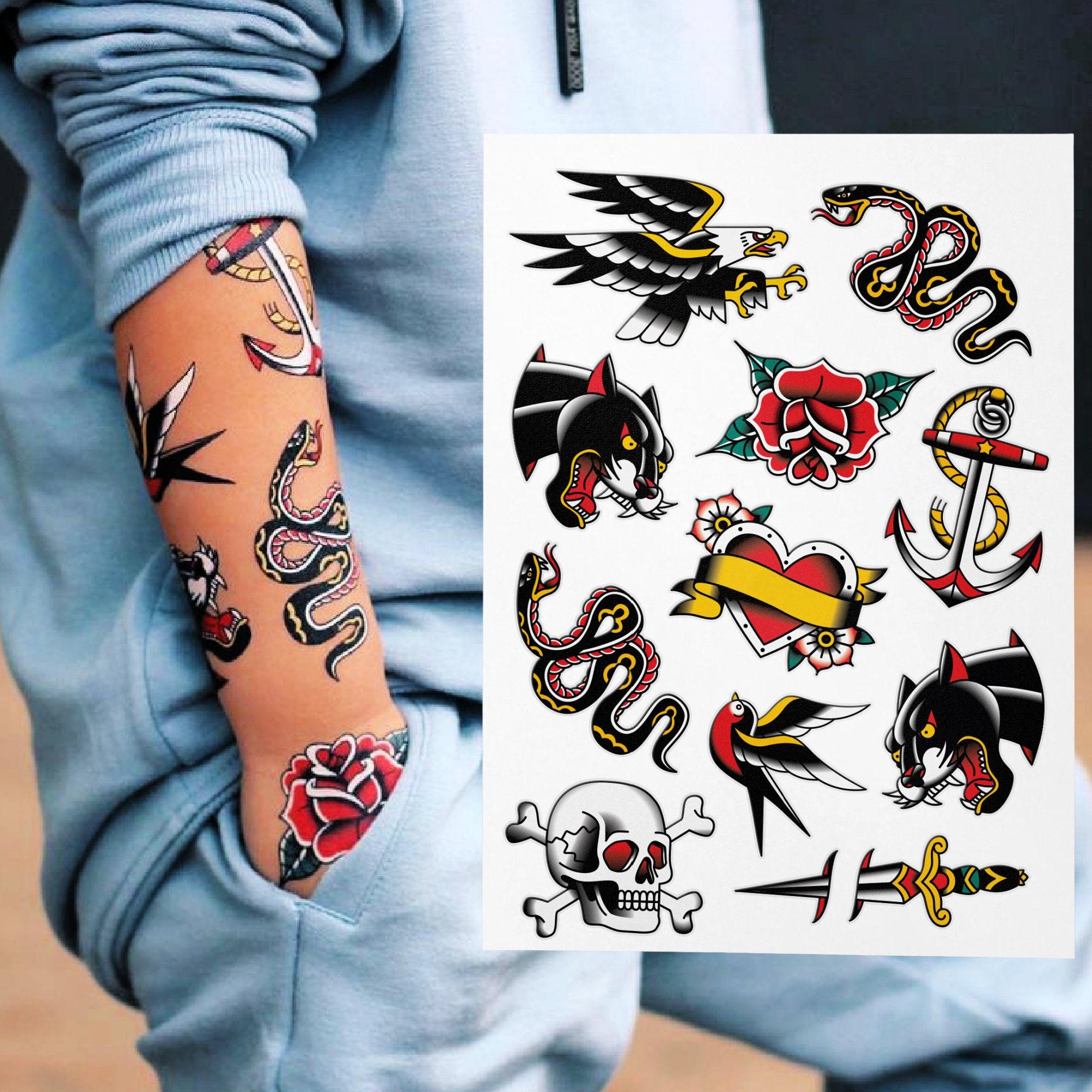 15 Sheets Pirate Ship Anchor Temporary Tattoos For Men Adults Women, Shark  Compass Pirate Captain Boat Tattoo Stickers, Long Lasting Shark Waterproof