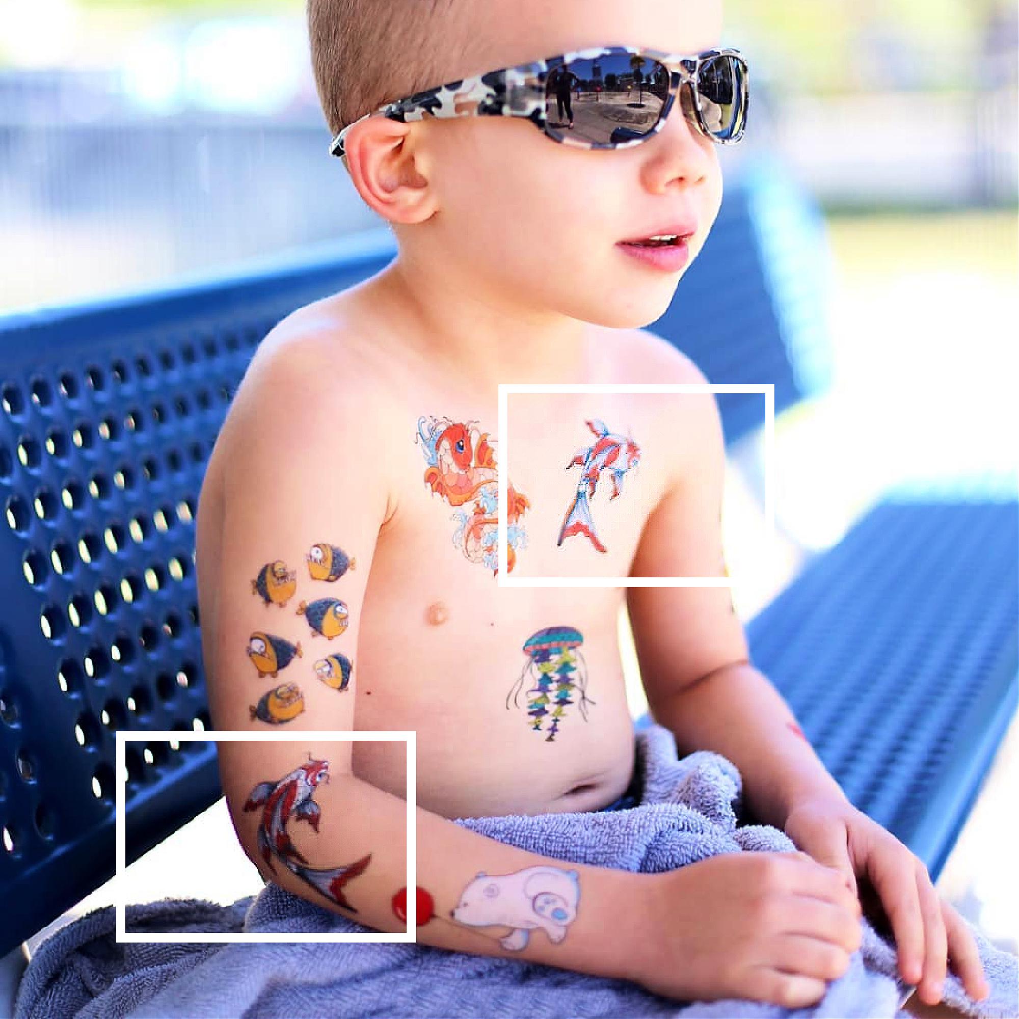 Koi Fish Temporary Tattoo Transfers. Japan Asian Style Kids