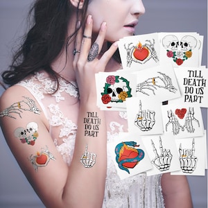 Till Death Do Us Part Temporary Tattoos. Dark Gothic Wedding Tattoo Station and Bridal Party Favors.