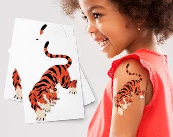 Tiger Temporary Tattoos. Wild Jungle Safari Paerty Favors.
