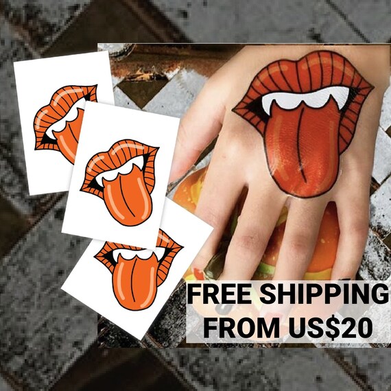 Halloween Tongue and Lips Temporary Tattoo Transfers. | Etsy
