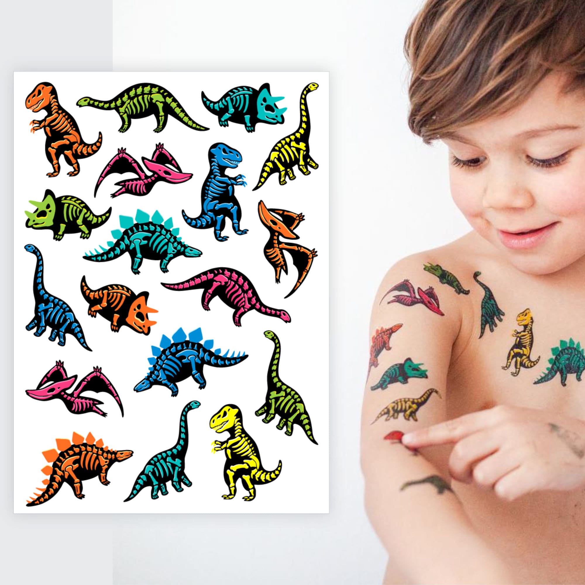 Dinosaurs party kids temporary tattoos set. Big tattoo set Etsy
