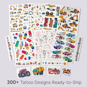Construction Party Temporary Tattoo Transfers. Crane, Builder, Excavator, Bulldozer Vehicles Body Stickers For Kids. image 9