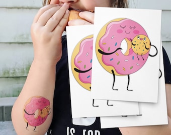 Donut Grow Up Temporary Tattoo, Set of 3 Mother's Day Tattoos For Donut Moms And Kids.