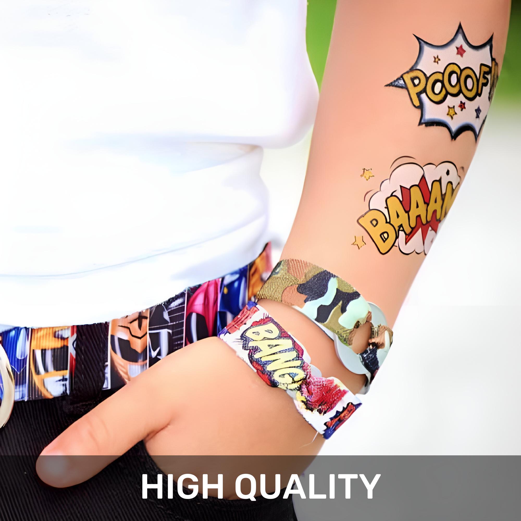 Pooof Baaam! and Pooof! Temporary Tattoo Transfers. Comic Style Super Hero ...