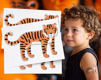 Temporäre Tattoos der Tigerparty. Dschungel-Babyparty, Wild One-Geburtstagsparty-Gastgeschenke.