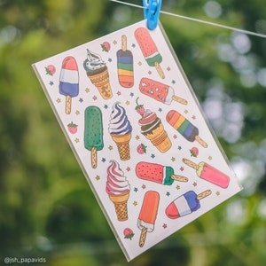 Ice Cream Temporary Tattoo Transfers. Ice Lolly, Soft Serve, Popsicles Big Set of Body Stickers For Kids. Birthday Party Favors. image 3