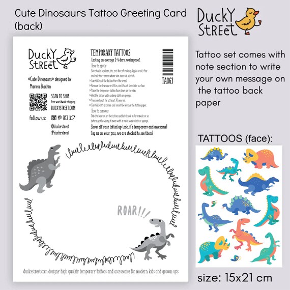 72 - Temporary Dinosaur Tattoos - Birthday Party Carnival Games