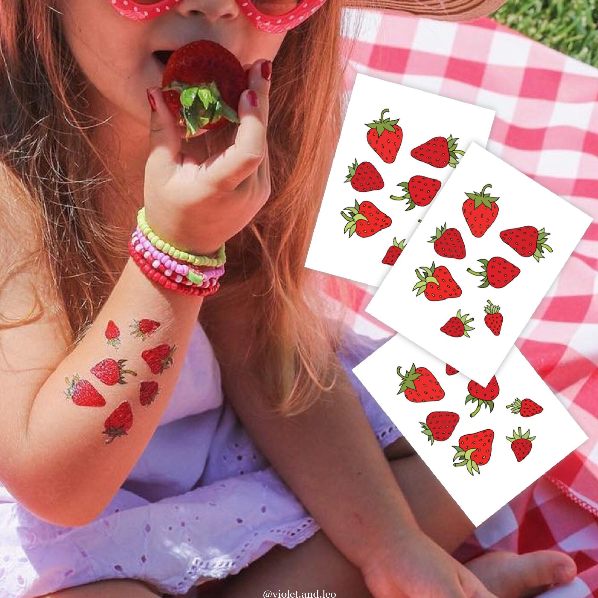 Strawberries Set of Temporary Tattoo Transfers. 21 Yummy Etsy