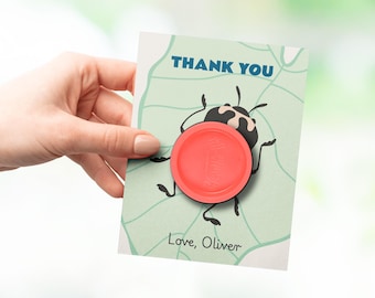 Ladybird Beetle PlayDoh Card. Bugs Birthday Dough Favor Holder.