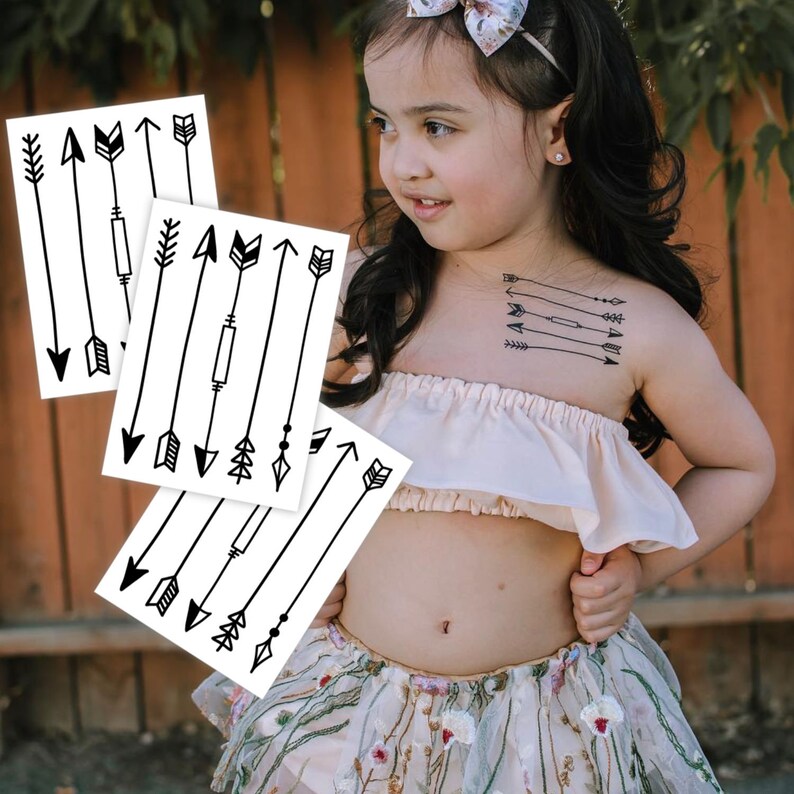 bohemian look accessories. Doodle arrows temporary tattoos Boho party favors Set of 3 tattoos with 15 bohemian arrows tattoos in total
