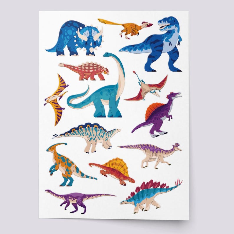 Dinosaur Temporary Tattoos Set. Dino Birthday Party Activity and Favors.