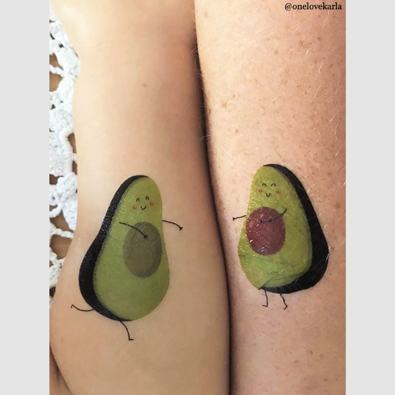 You Are My Other Half Of Avocado Temporary Tattoo Transfers. Set of 3 Pairs. Guac My World Kawaii Wedding Romantic Body Stickers, Funny Gift