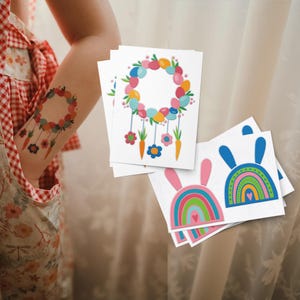 Easter Temporary Tattoos for Kids: Modern Minimalist Egg Hunt Rewards