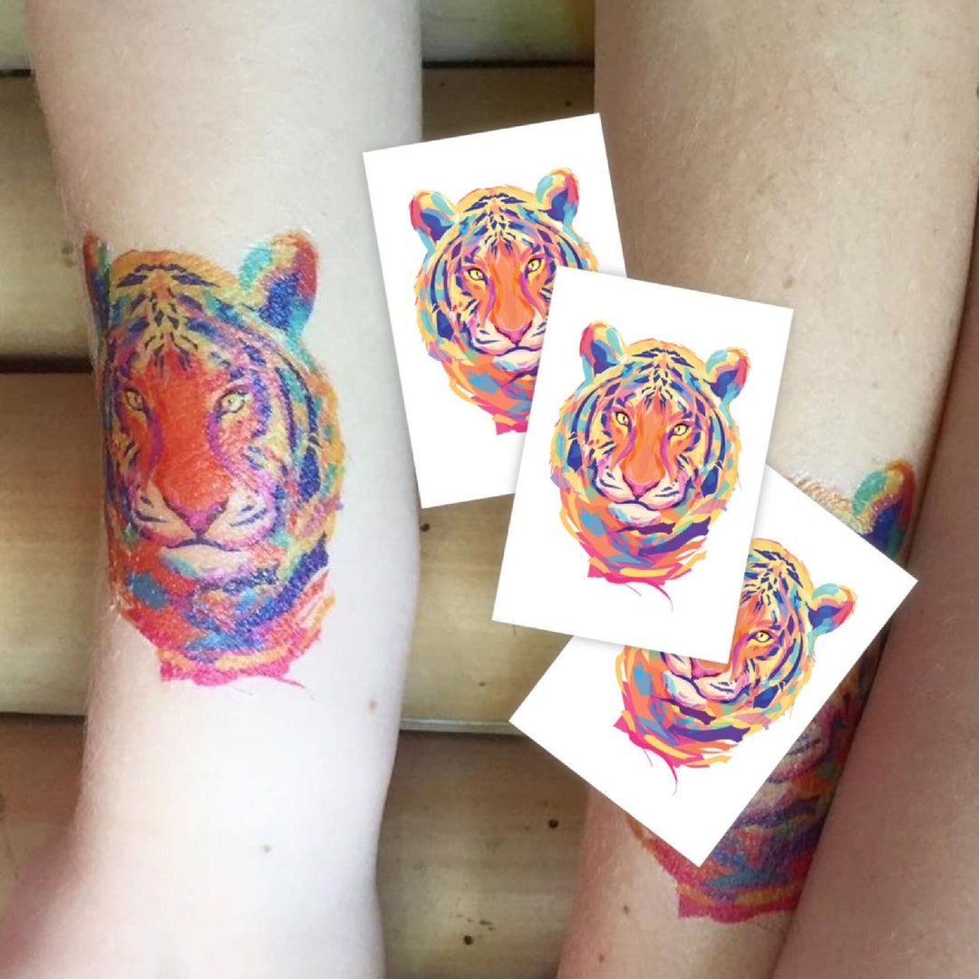 Tiger Temporary Tattoo Transfers. Jungle Animal Painting. - Etsy