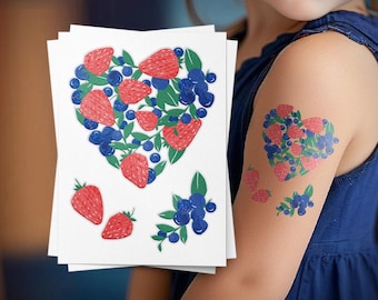 Strawberry Blueberry Temporary Tattoos: Sweet Berry Party Favors