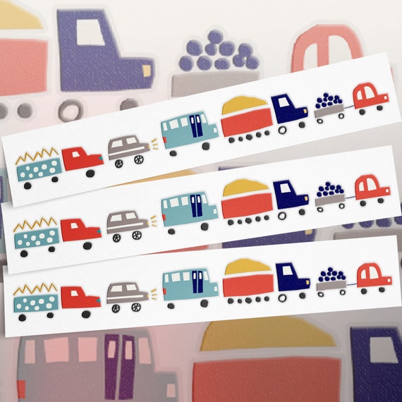 Cars and Trucks Band Temporary Tattoo Transfers. Set of 3 Armband, Wristband, Anklet Body Stickers For Kids. Party Favors. Party Supplies. Il_570xn