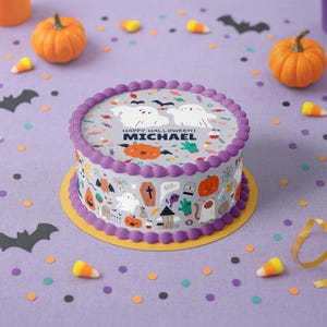 Halloween Cake Topper & Side Strips: Edible Wafer Sheets (Digital Download)