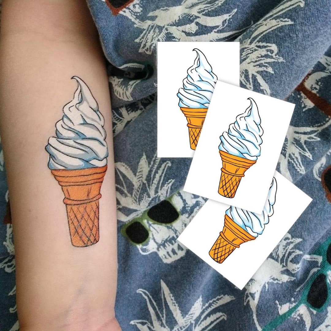 Ice Cream Cone Here's the Scoop Party Temporary Tattoo Etsy