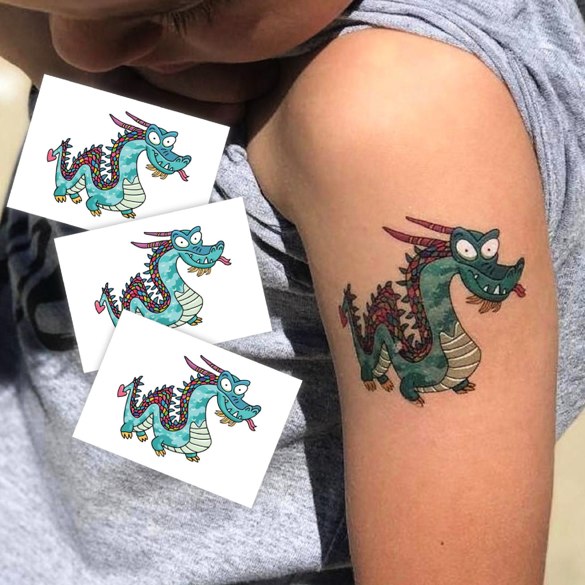 Amazoncom  Dopetattoo 20 Designs Temporary Tattoo Dinosaur for Kids Baby  Dinosaurs Cartoon Dragon Fake Tattoos Baby Dragon Tattoos  Beauty   Personal Care