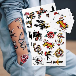 Old School Sailor Temporäre Tattoos: Traditionelle Amerikanische Vintage Designs